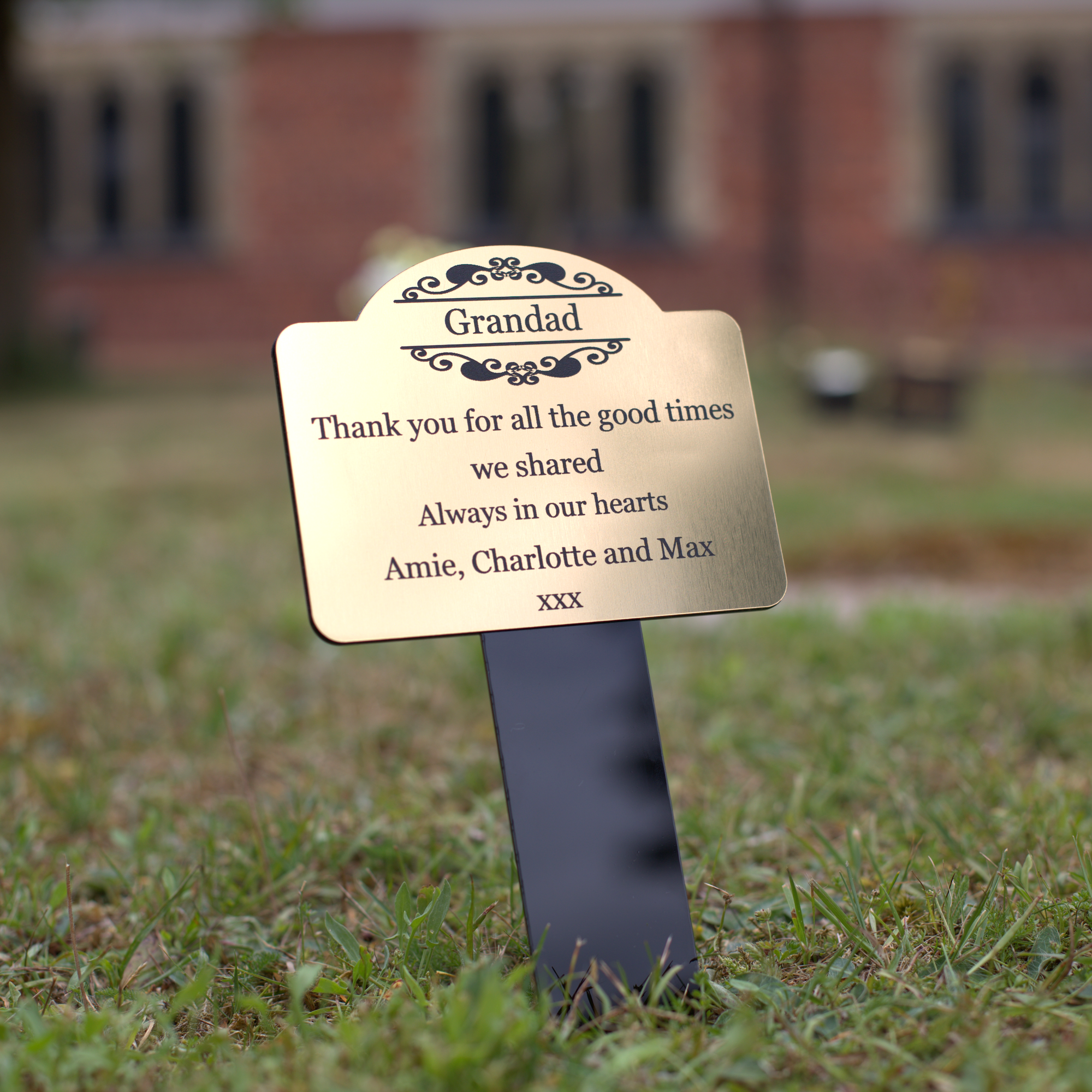 Memorial Ground Plaque - Central Name Monogram