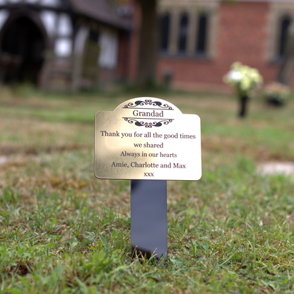 Memorial Ground Plaque - Central Name Monogram