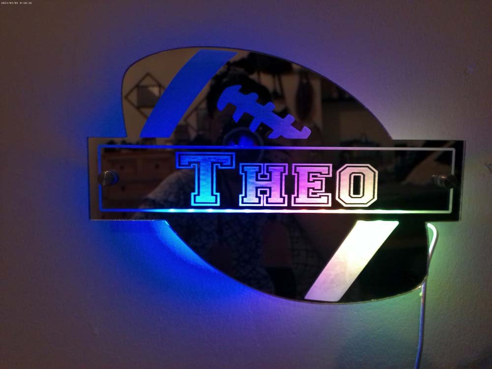 Personalised Light Up Mirror - American Football Outline