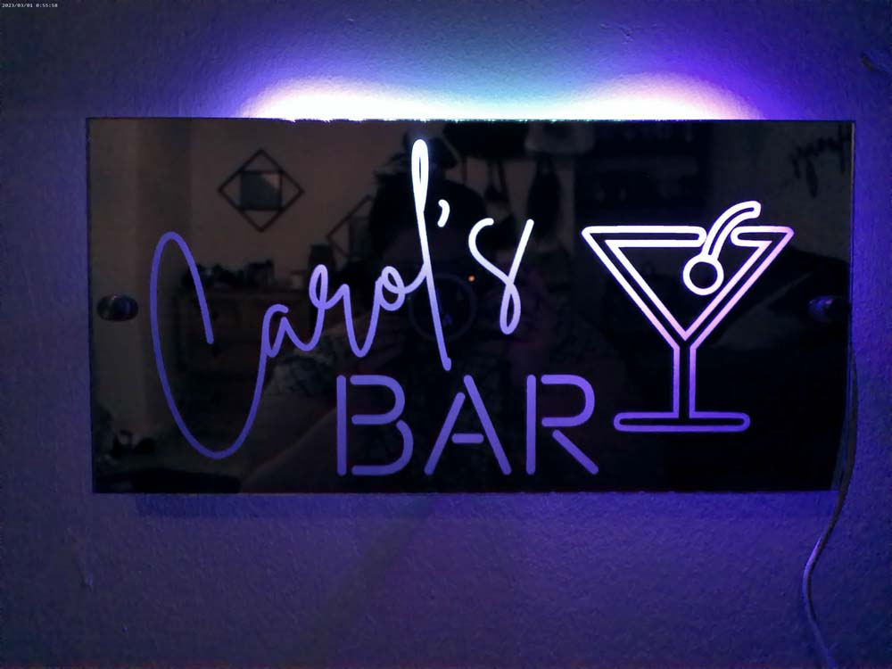 Personalised Light Up Mirror - Bar - Cocktail Slanted Name