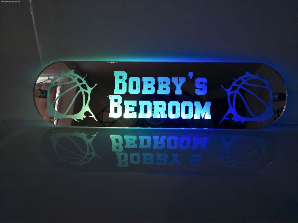 Personalised Light Up Mirror - Basketball Motif