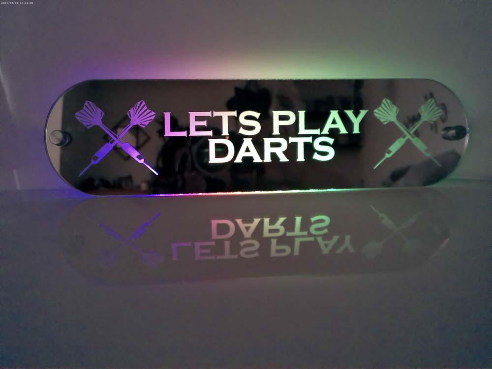 Personalised Light Up Mirror - Darts Motif