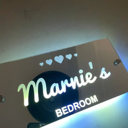 Personalised Light Up Mirror - Name Sign - Hearts