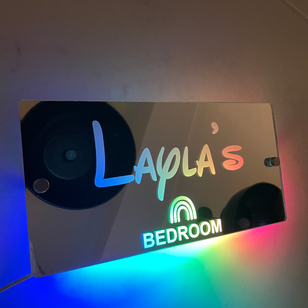 Personalised Light Up Mirror - Name Sign - Rainbow