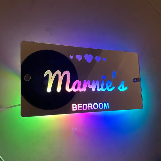 Personalised Light Up Mirror - Name Sign - Hearts