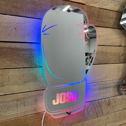 Boxing Glove LED Mirror Name Sign - Gift for Boxing Fans