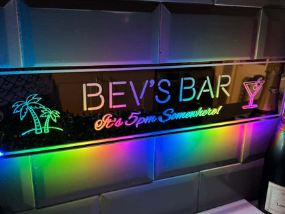 Personalised Light Up Mirror - Bar - Palm Trees + Cocktail