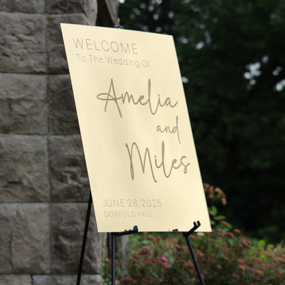 Wedding Welcome Sign - Gold Mirror - Etched - Portrait