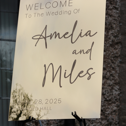 Wedding Welcome Sign - Gold Mirror - Etched - Portrait