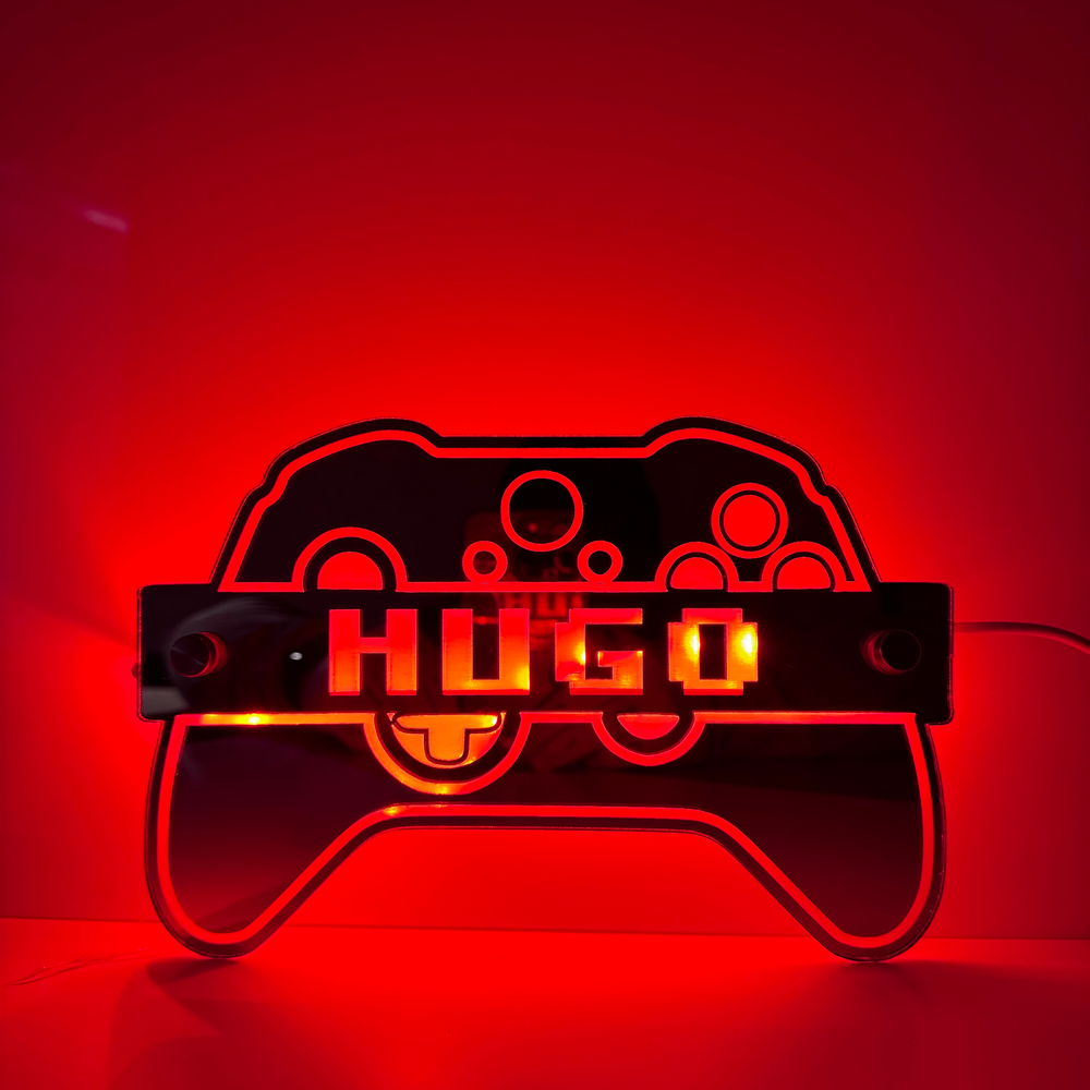 Personalised Light Up Mirror - Gaming - Xbox Name Middle