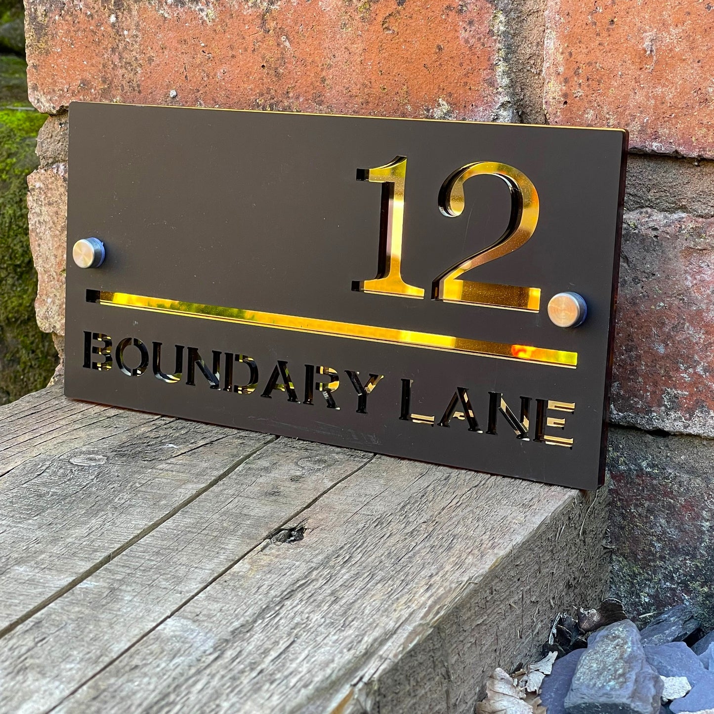 3D Acrylic House Sign - Black Gold - 3 Sizes - Rectangle