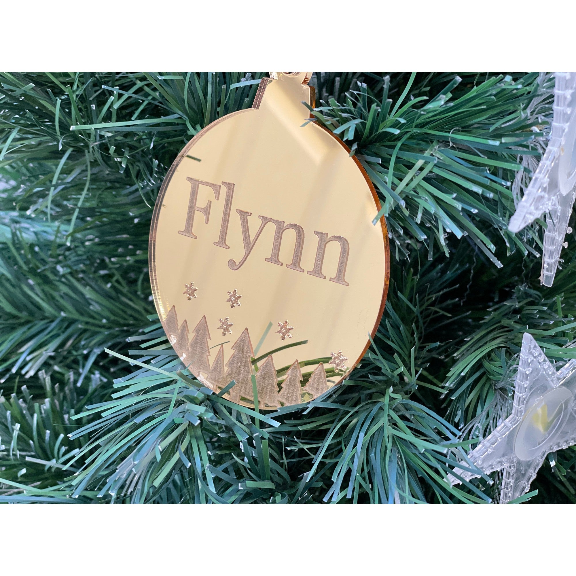 Personalised Gold Mirror Circle Bauble - Christmas Tree Bottom