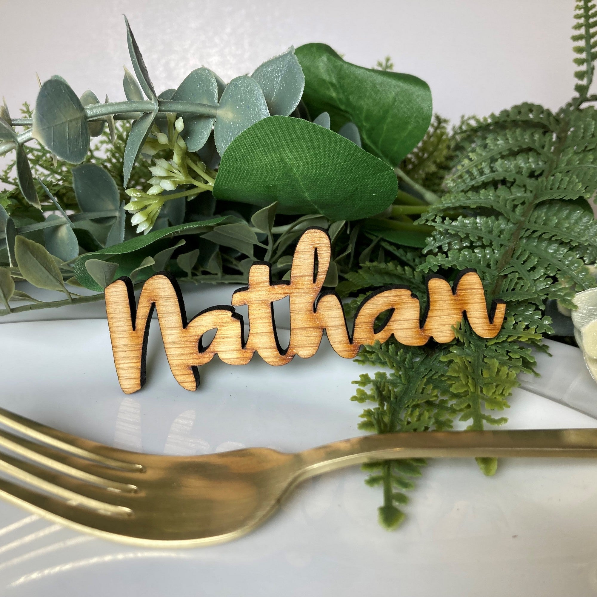 Wedding Place Settings - Wooden Words - A Buster Down