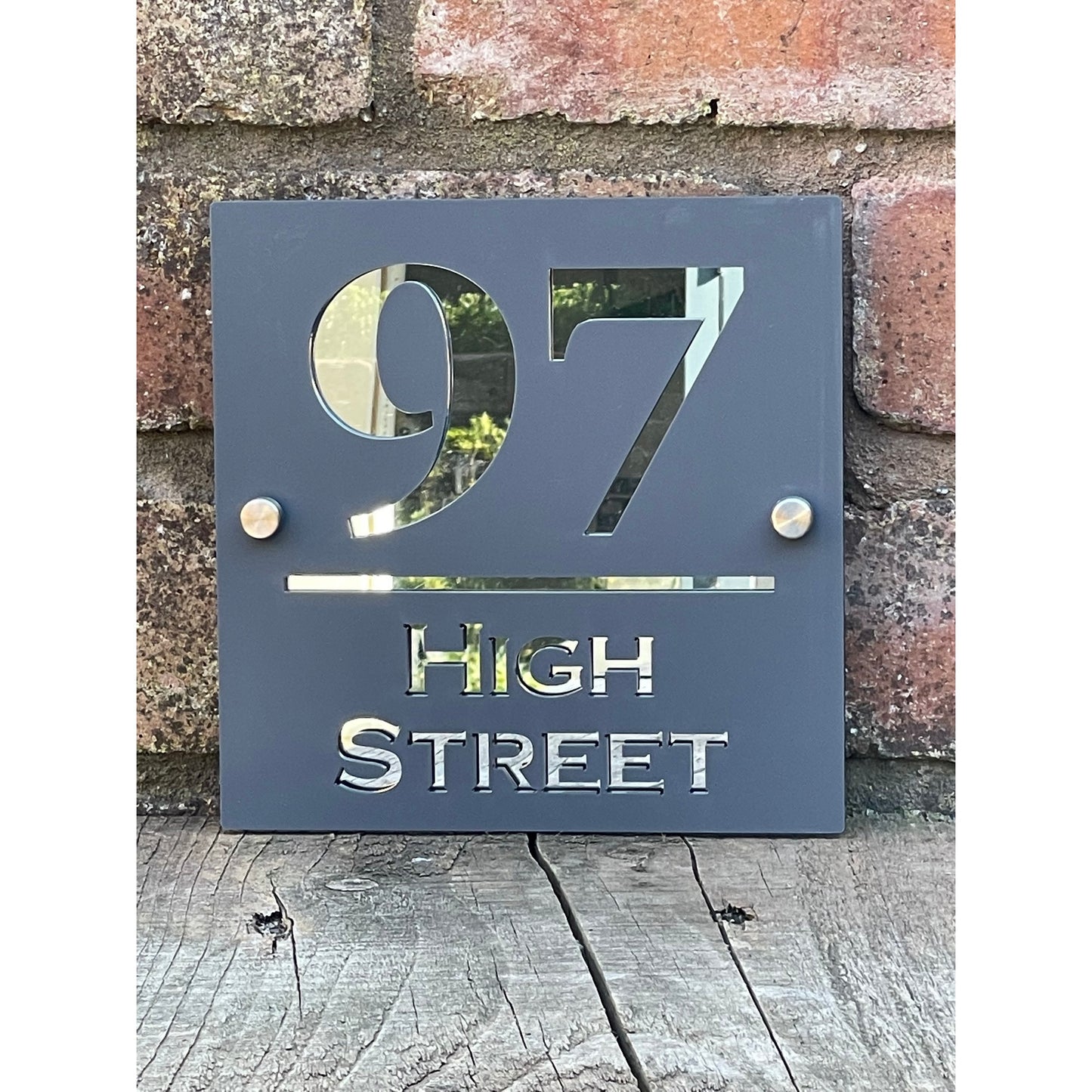 3D Acrylic House Sign - Stand Off - Grey Silver - 3 Sizes - Square