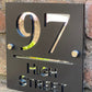 3D Acrylic House Sign - Stand Off - Black Silver - 3 Sizes - Square