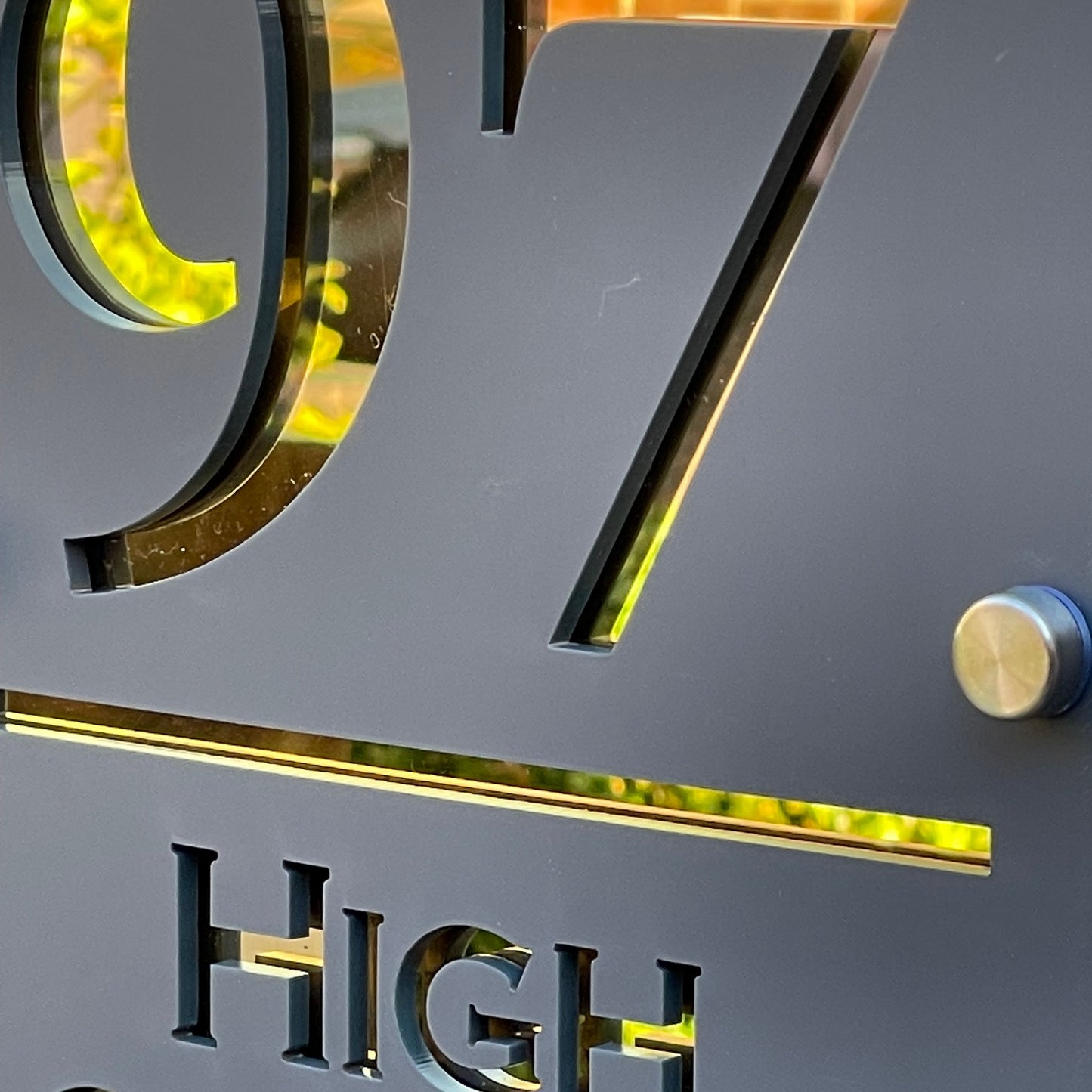 3D Acrylic House Sign - Stand Off - Grey Gold - 3 Sizes - Square